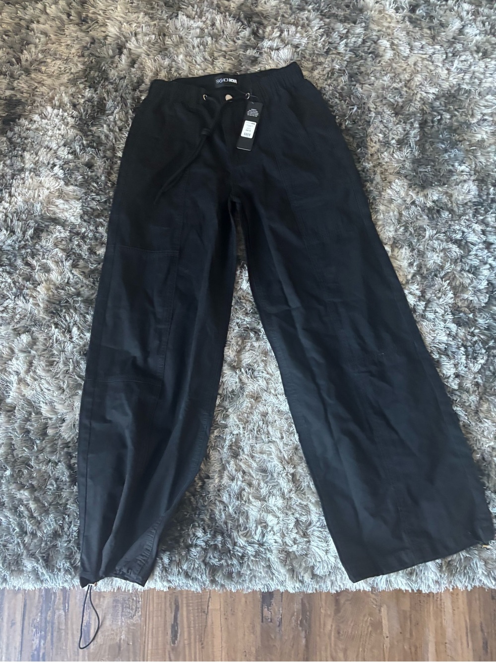 Fashion Nova Black Olive Wide Leg Jogger Pants